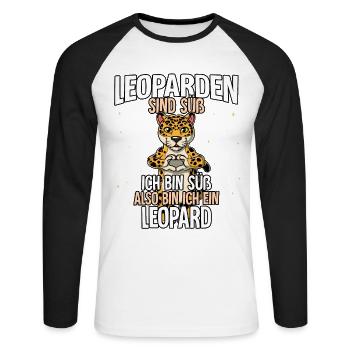 Leoparden Sind Süß Leopard - Unisex Baseballshirt langarm - Weiß/Schwarz - Vorne - Nik (191cm)