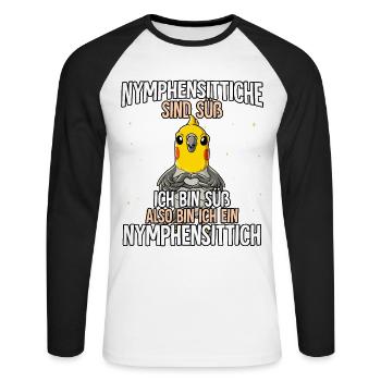 Nymphensittiche Sind Süß Nymphensittich - Unisex Baseballshirt langarm - Weiß/Schwarz - Vorne - Nik (191cm)