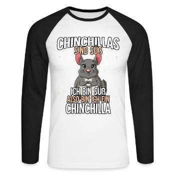 Chinchillas Sind Süß Chinchilla - Unisex Baseballshirt langarm - Weiß/Schwarz - Vorne - Nik (191cm)