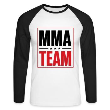 L’équipe MMA - T-shirt baseball manches longues Homme - blanc/noir - Devant - Nik (191cm)