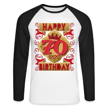 70. Geburtstag 70 Jahre alt Spruch, Vintage-Design - Unisex Baseballshirt langarm - Weiß/Schwarz - Vorne - Nik (191cm)
