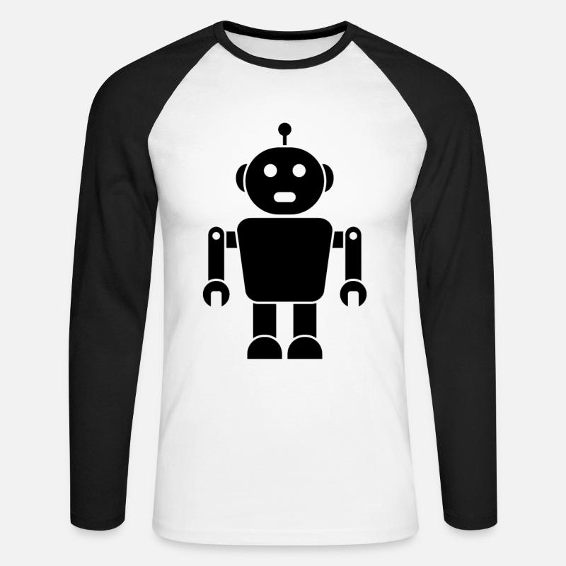 Roboter Roboter - Unisex Baseballshirt langarm - Weiß/Schwarz