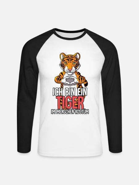 Ich Bin Ein Tiger - Unisex Baseballshirt langarm - Weiß/Schwarz