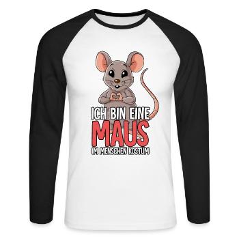 Ich Bin Eine Maus - Unisex Baseballshirt langarm - Weiß/Schwarz - Vorne - Nik (191cm)