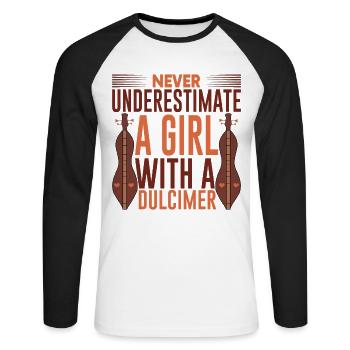 Instrument Dulcimer Girl - Unisex Long Sleeve Baseball T-Shirt - white/black - Front - Nik (191cm)