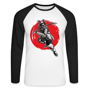 Samurai Japanischer Krieger Bushido - Unisex Baseballshirt langarm - Weiß/Schwarz - Vorne - Nik (191cm)