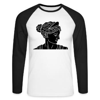 Aphrodite Déesse de l’Amour Beauté Grec Ancien - T-shirt baseball manches longues Homme - blanc/noir - Devant - Nik (191cm)