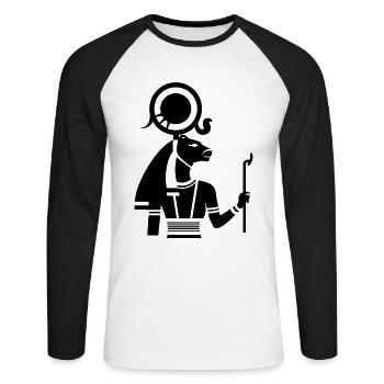 Sekhmet Goddess of Healing Ancient Egypt - Unisex Long Sleeve Baseball T-Shirt - white/black - Front - Nik (191cm)