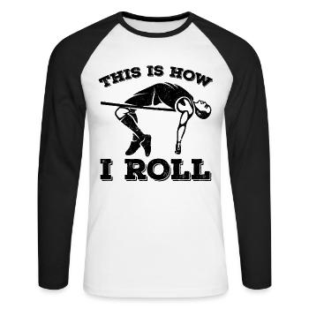 Fun Pole Vault Pole Vault Pole Vault - Unisex Long Sleeve Baseball T-Shirt - white/black - Front - Nik (191cm)