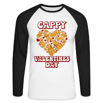Cœur de Saint-Valentin de Capybara - T-shirt baseball manches longues Homme - blanc/noir - Devant - Nik (191cm)