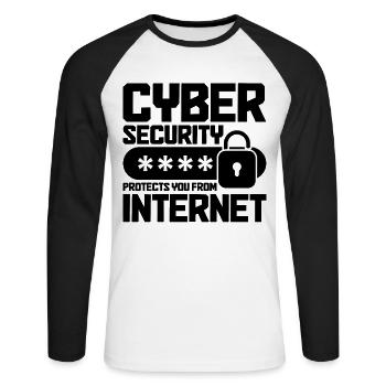 Cybersecurity Computersicherheit Cybersecurity - Unisex Baseballshirt langarm - Weiß/Schwarz - Vorne - Nik (191cm)