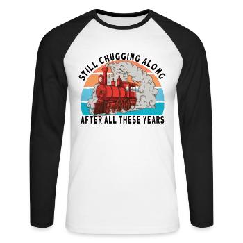 Train Railroad Locomotive Model Railway Fans - Unisex Long Sleeve Baseball T-Shirt - white/black - Front - Nik (191cm)