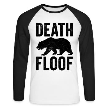 Drôle de mort d’ours Floof - T-shirt baseball manches longues Homme - blanc/noir - Devant - Nik (191cm)