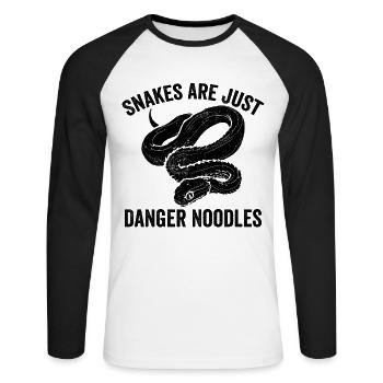 Les serpents drôles ne sont que des nouilles dangereuses - T-shirt baseball manches longues Homme - blanc/noir - Devant - Nik (191cm)