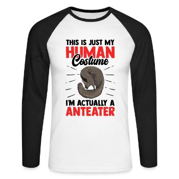 Anteater just a costume Dwarf Anteater - Unisex Long Sleeve Baseball T-Shirt - white/black - Front - Nik (191cm)