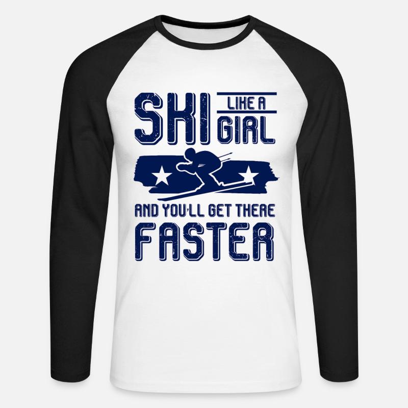 ski mädchen - Unisex Baseballshirt langarm - Weiß/Schwarz