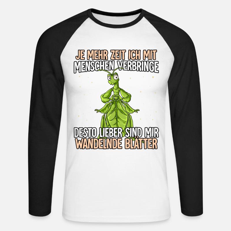 Wandelndes Blatt - Unisex Baseballshirt langarm - Weiß/Schwarz
