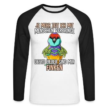 Finken - Unisex Baseballshirt langarm - Weiß/Schwarz - Vorne - Nik (191cm)