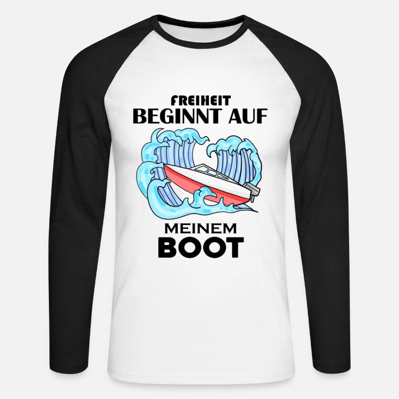 Boot Spruch Geschenk - Unisex Baseballshirt langarm - Weiß/Schwarz