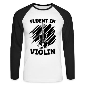 Violon Violon Violon Rétro Instrument Violoniste - T-shirt baseball manches longues Homme - blanc/noir - Devant - Nik (191cm)