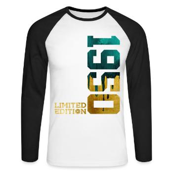 76E ANNIVERSAIRE ÉDITION LIMITÉE 1950 - T-shirt baseball manches longues Homme - blanc/noir - Devant - Nik (191cm)