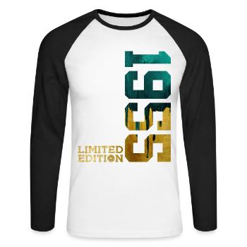 71ST BIRTHDAY LIMITED EDITION 1955 - Unisex Long Sleeve Baseball T-Shirt - white/black - Front - Nik (191cm)