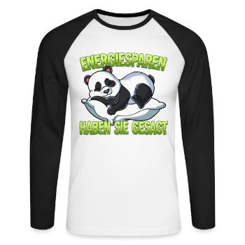 Energiesparen Haben Sie Gesagt Panda - Unisex Baseballshirt langarm - Weiß/Schwarz - Vorne - Nik (191cm)