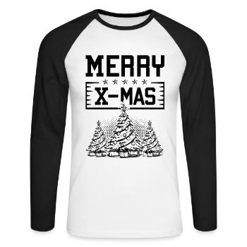 Merry X-Mas - Unisex Long Sleeve Baseball T-Shirt - white/black - Front - Nik (191cm)