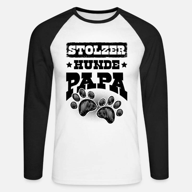 Stolzer Hunde papa - Unisex Baseballshirt langarm - Weiß/Schwarz