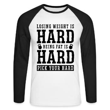 Losing Weight Is Hard Zero Carbs Low Carb Lover - Unisex Baseballshirt langarm - Weiß/Schwarz - Vorne - Nik (191cm)