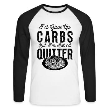 I'd Give Up Carbs Healthy Living Low Carb Lover - Unisex Baseballshirt langarm - Weiß/Schwarz - Vorne - Nik (191cm)