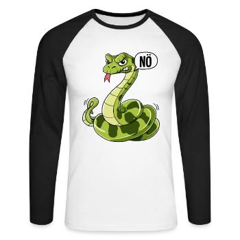 Schlange Nö - Unisex Baseballshirt langarm - Weiß/Schwarz - Vorne - Nik (191cm)