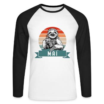 Faultier Geburtstag Mai 1942 Geboren Jahrgang 1942 - Unisex Baseballshirt langarm - Weiß/Schwarz - Vorne - Nik (191cm)