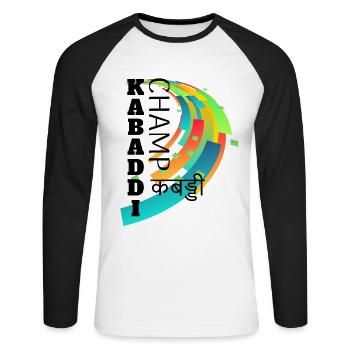 Kabaddi Champ - T-shirt baseball manches longues Homme - blanc/noir - Devant - Nik (191cm)
