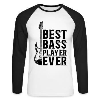 Bass Guitar Player I Best Bass Player Ever I Bass - Unisex Baseballshirt langarm - Weiß/Schwarz - Vorne - Nik (191cm)