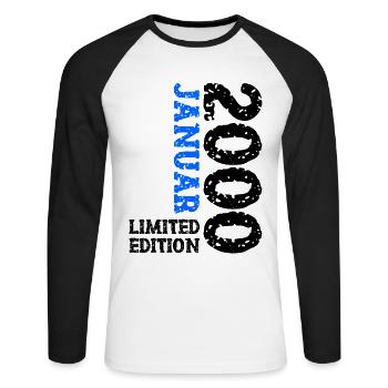 Tenue d'anniversaire de décoration en édition limitée de janvier 2000 - T-shirt baseball manches longues Homme - blanc/noir - Devant - Nik (191cm)