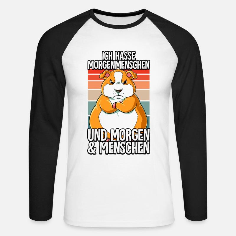 Ich Hasse Morgenmenschen Hamster - Unisex Baseballshirt langarm - Weiß/Schwarz