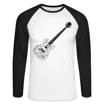 Guitare avec chats Guitariste Guitare Musicien Gui - T-shirt baseball manches longues Homme - blanc/noir - Devant - Nik (191cm)