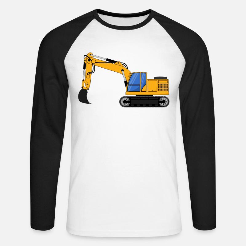Grävmaskin Grävmaskin - Långärmad basebolltröja herr - vit/svart