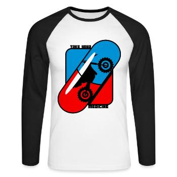 Nehmen Sie Ihre Medizin Pille - Motocross - Unisex Baseballshirt langarm - Weiß/Schwarz - Vorne - Nik (191cm)