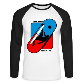 Prenez Votre Médicament - Pilule - Football - T-shirt baseball manches longues Homme - blanc/noir - Devant - Nik (191cm)