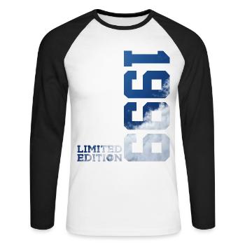 27E ANNIVERSAIRE ÉDITION LIMITÉE 1999 - T-shirt baseball manches longues Homme - blanc/noir - Devant - Nik (191cm)