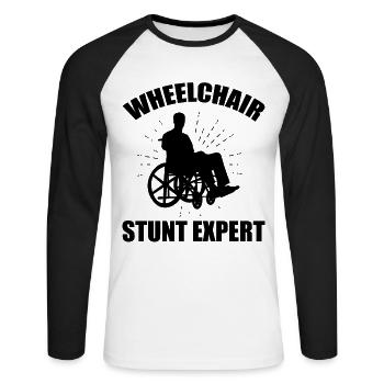 Drôle de lésion de la moelle épinière Coupe transversale du fauteuil roulant - T-shirt baseball manches longues Homme - blanc/noir - Devant - Nik (191cm)