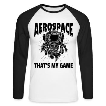 L’aérospatiale c’est mon jeu - Space Travel Space Astr - T-shirt baseball manches longues Homme - blanc/noir - Devant - Nik (191cm)