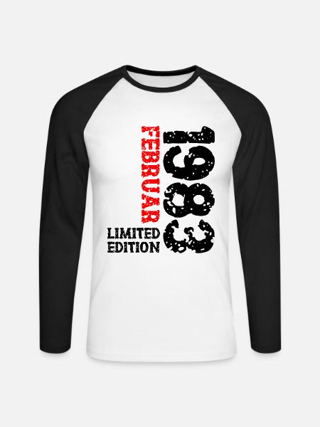 1983 Februar Limited Edition Geburtstag Mann Frau - Unisex Baseballshirt langarm - Weiß/Schwarz