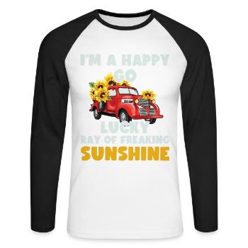 I'm A Happy Go lucky Ray Of Sunshine - Unisex Baseballshirt langarm - Weiß/Schwarz - Vorne - Nik (191cm)