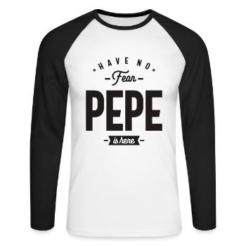 Have No Fear Pepe is Here Funny - Unisex Long Sleeve Baseball T-Shirt - white/black - Front - Nik (191cm)