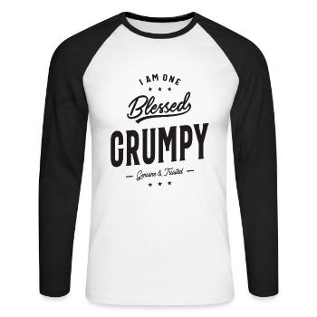 I Am One B Grumpy Funny - Unisex Long Sleeve Baseball T-Shirt - white/black - Front - Nik (191cm)