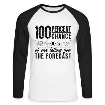 100 Percent Chance Weather Forecast Meteorologist - Unisex Baseballshirt langarm - Weiß/Schwarz - Vorne - Nik (191cm)