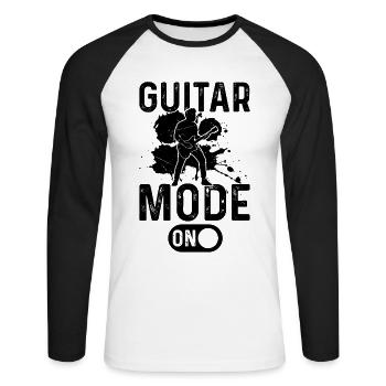 Guitar Mode On - Guitare Basse Guitariste Basse - T-shirt baseball manches longues Homme - blanc/noir - Devant - Nik (191cm)
